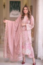 Aneela's - 3pcs Luxury Emb With Ready To Wear Khaadi Net Dupatta - 394