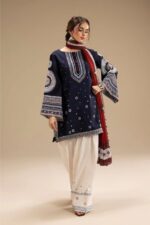 Jazmin - 3pcs Lawn Embroidered With Diamond Printed Dupatta - Blue - Image 3