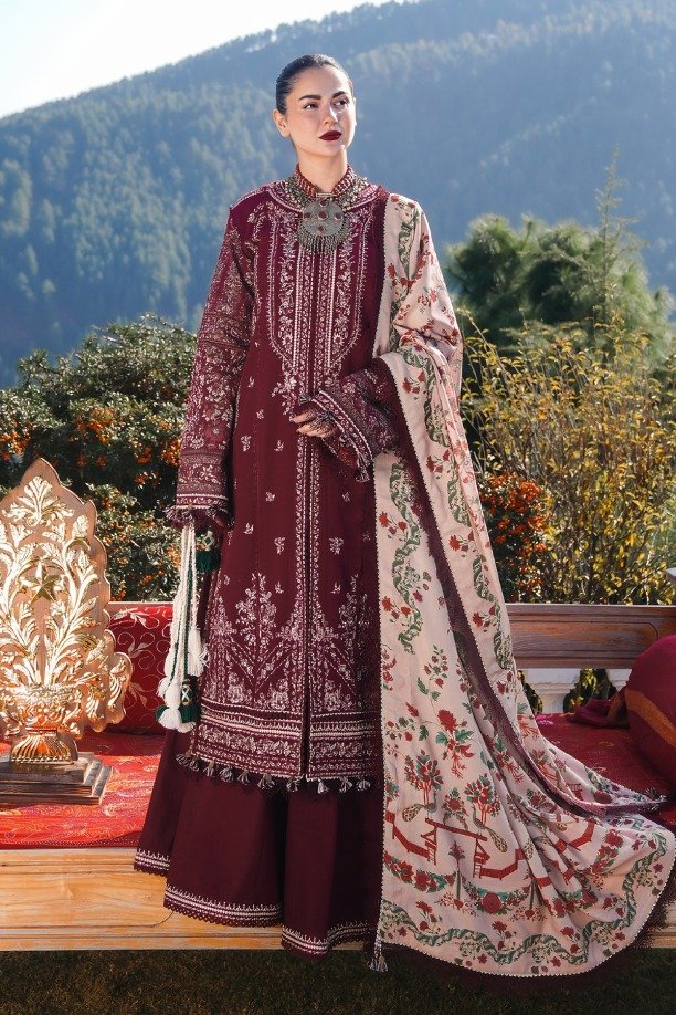 Untitled-design-12-40.jpg Hussain Rehar - 3pcs Lawn Embroidered With Chiffon Printed Dupatta - 205 - Image 1