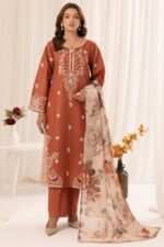 Mohagni - 3pcs Lawn Embroidered With Chiffon Printed Dupatta - 802