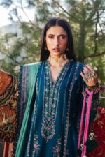 Hussain Rehar - 3pcs Lawn Embroidered With Chiffon Printed Dupatta - 206 - Image 2