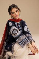 Jazmin - 3pcs Lawn Embroidered With Diamond Printed Dupatta - Blue - Image 4