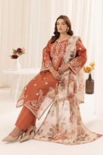 Mohagni - 3pcs Lawn Embroidered With Chiffon Printed Dupatta - 802 - Image 3