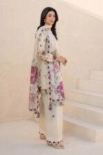 Iznik - 3pcs Lawn Printed With Ready To Wear Chiffon Dupatta - Skin - Image 4