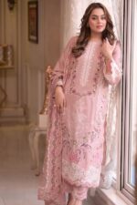 Aneela's - 3pcs Luxury Emb With Ready To Wear Khaadi Net Dupatta - 394 - Image 3