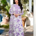 Aneela's - 3pcs Lawn Printed With Ready To Wear Chiffon Dupatta - YY-2501