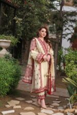 Aneela's - 3pcs Lawn Emb With Ready To Wear Chiffon Dupatta - 824 - Image 2
