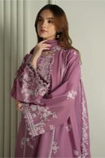 Cross Stitch - 3pcs Lawn Emb With Chiffon Emb Dupatta - 393 - Image 5