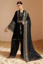 Jazmin - 3pcs Lawn Embroidered With Chiffon Emb Dupatta - 3322 - Image 4