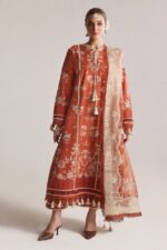 Hussain Rehar 3pcs Lawn Emb With Printed Chiffon Dupatta - 788
