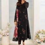 Iznik - 3pcs Lawn Embroidered With Silk Printed Dupatta - 0549
