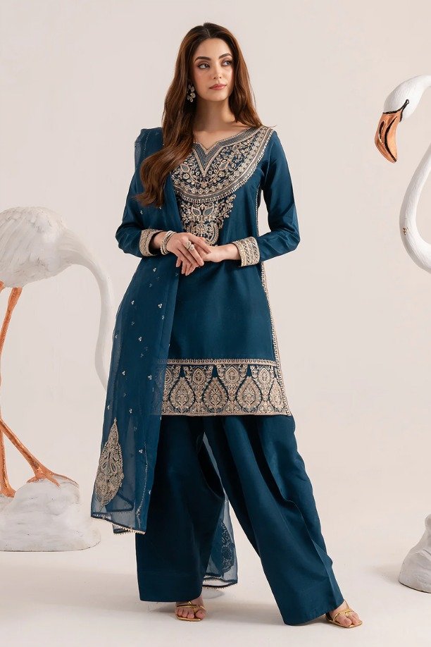 httpsdivinjaipur.comproductsdastaan-e-neelum-a-royal-chronicle-woven-in-midnight-and-gold-suit-41-15.jpg Izel - 3pcs Lawn Embroidered With Chiffon Emb Dupatta - 3336 - Image 1