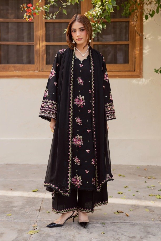 httpsdivinjaipur.comproductsdastaan-e-neelum-a-royal-chronicle-woven-in-midnight-and-gold-suit-41-16.jpg Batik - 3pcs Lawn Embroidered With Chiffon Emb Dupatta - 819 - Image 1