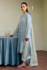 Zara SJ - 3pcs Law Embroidered With Diamond Printed Dupatta - 0525 - Image 2