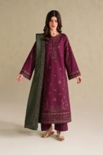 Iznik - 3pcs Lawn Embroidered With Chiffon Emb Dupatta - 3285 - Image 2