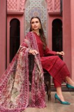 Nureh- 3pcs Chicken Kari Lawn Emb With Printed Diamond Dupatta - 0504 - Image 4