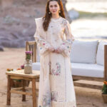 Qalamkar – 3pcs Chicken Kari Dhanak With Dhanak Emb Shawl- 4159