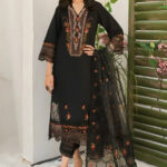 Zarqash – 3pcs Dhanak Emb With Dhanak Emb Shawl – 3527