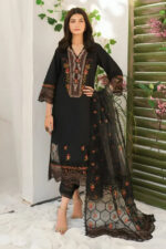 Zarqash – 3pcs Dhanak Emb With Dhanak Emb Shawl – 3527