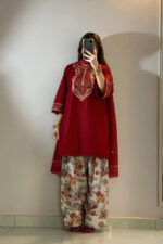 Laam – 2pcs Dhanak Emb With Karandi Printed Trouser - Image 3