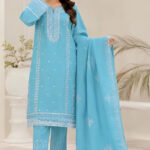 Sapphire – 3pcs Dhanak Emb With Dhanak Emb Shawl – 3133