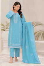 Sapphire – 3pcs Dhanak Emb With Dhanak Emb Shawl – 3133