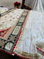 Ethnic – 3pcs Silk Long Length Kaftan With Ready To Wear Dupatta – Off White - Image 5