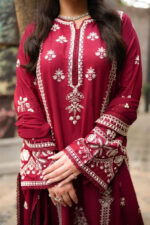 Aneela’s – 3pcs Dhanak Embroidered With Dhanak Emb Shawl - Image 4