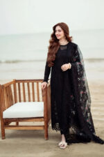 Nureh – 3pcs Dhanak Embroidered With Printed Wool Shawl – 606