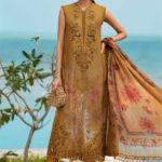 Maria B – 3pcs Dhanak Emb With Printed Shawl – 844