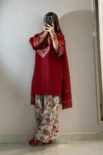 Laam – 2pcs Dhanak Emb With Karandi Printed Trouser - Image 2