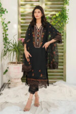 Zarqash – 3pcs Dhanak Emb With Dhanak Emb Shawl – 3527 - Image 2