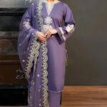 Kokum – 3pcs Dhanak Emb With Dhanak Emb Shawl – 679