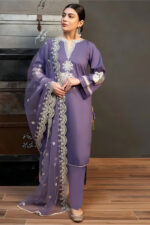 Kokum – 3pcs Dhanak Emb With Dhanak Emb Shawl – 679
