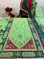 Ethnic – 3pcs Silk Kaftan With Printed Silk Dupatta – Pista - Image 2