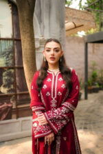 Aneela’s – 3pcs Dhanak Embroidered With Dhanak Emb Shawl - Image 3