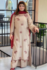 Umzay – 3pcs Dhanak Emb With Dhanak Emb Shawl – 716 - Image 3