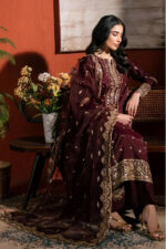 Asim Jofa – 3pcs Dhanak Embroidered With Dhanak Emb Shawl – 3200 - Image 2