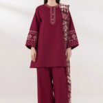 Sapphire – 3pcs Dhanak Embroidered With Printed Shawl – 864