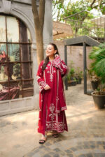 Aneela’s – 3pcs Dhanak Embroidered With Dhanak Emb Shawl
