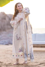 Qalamkar – 3pcs Chicken Kari Dhanak With Dhanak Emb Shawl- 4159 - Image 2