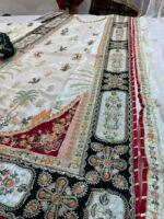 Ethnic – 3pcs Silk Long Length Kaftan With Ready To Wear Dupatta – Off White - Image 6