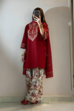 Laam – 2pcs Dhanak Emb With Karandi Printed Trouser