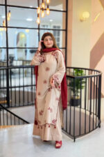 Umzay – 3pcs Dhanak Emb With Dhanak Emb Shawl – 716 - Image 2