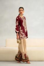 Ethnic – 2pcs Silk Embroidered With Printed Trouser – 240 - Image 3
