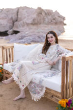 Qalamkar – 3pcs Chicken Kari Dhanak With Dhanak Emb Shawl- 4159 - Image 3