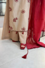 Umzay – 3pcs Dhanak Emb With Dhanak Emb Shawl – 716 - Image 5