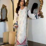 Ethnic – 3pcs Silk Long Length Kaftan With Ready To Wear Dupatta – Off White